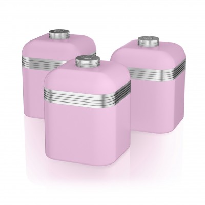 Retro Set of 3 Canisters PINK 
